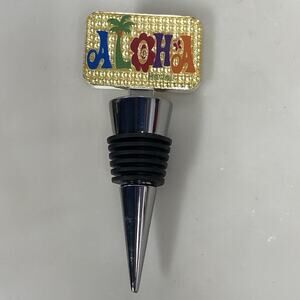 Aloha Hawaii Wine Bottle Stopper Colorful Palm Tree Souvenir ￼